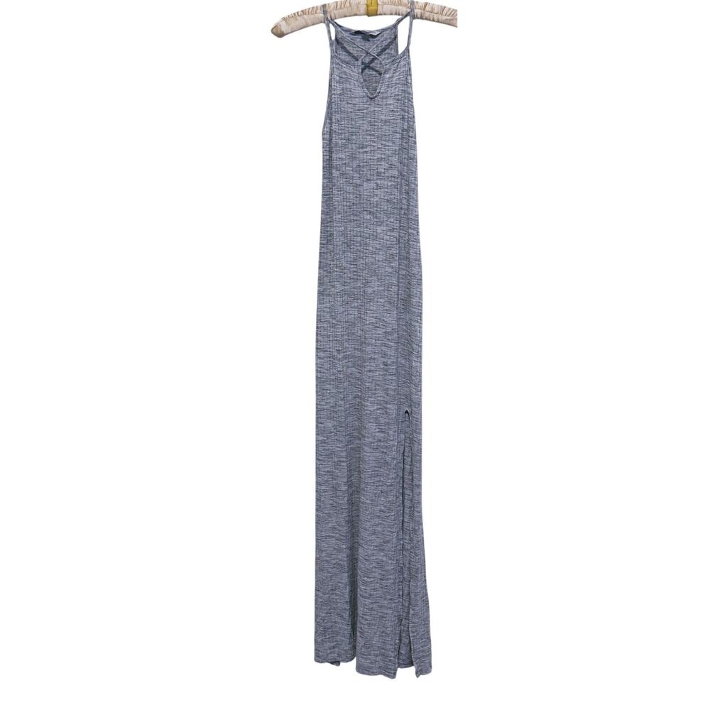 American Eagle Ribbed Maxi Dress Small Long Gray Minimal Coastal Soft Stretch - Picture 3 of 8